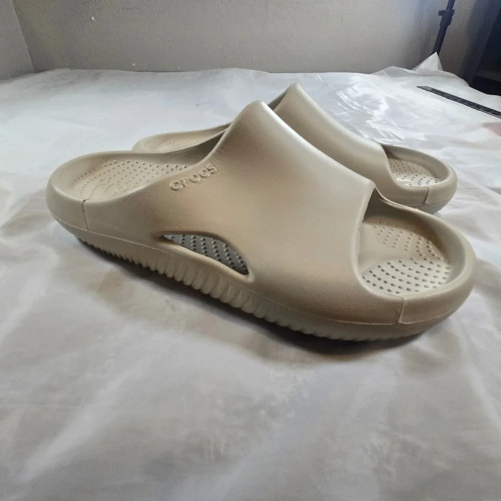 Crocs Mellow Recovery Slide Bone Beige Tan Men 10 Women 12 Comfort Sandals
